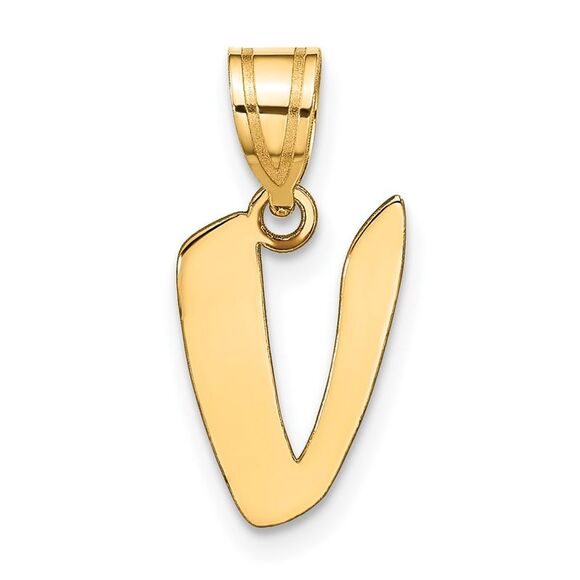 Kazi Luxury 14k Yellow Gold Polished Script Letter V Initial Pendant - Picture 1 of 4